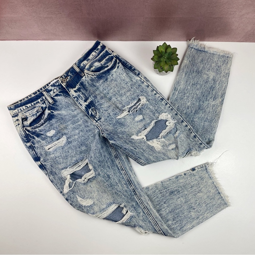 KanCan Estilo Gray Blue Distressed Frayed Denim Jeans Casual Women Size 11/29